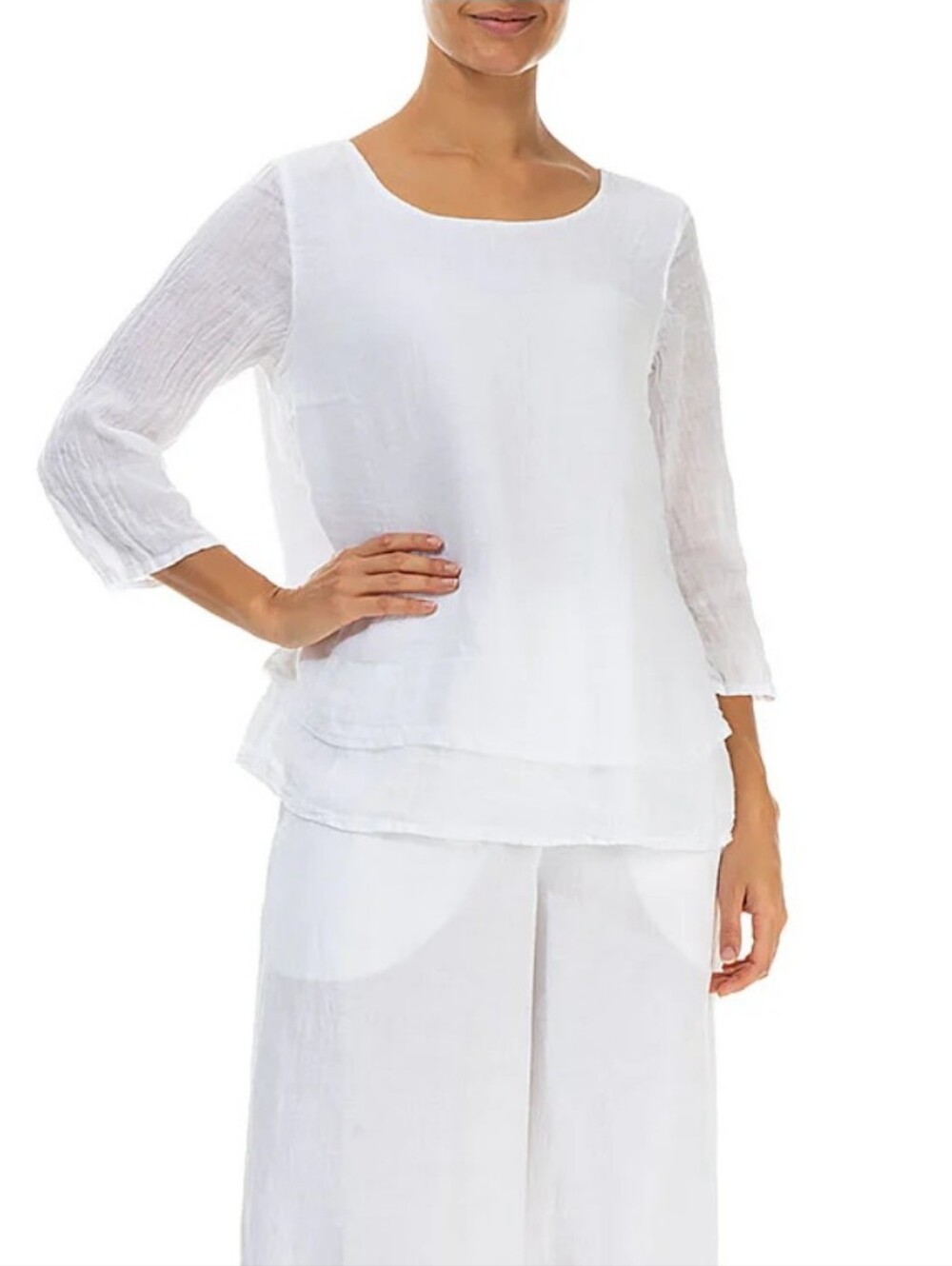 NWT 100% Linen Match Point White Tunic Top Womens Size Medium